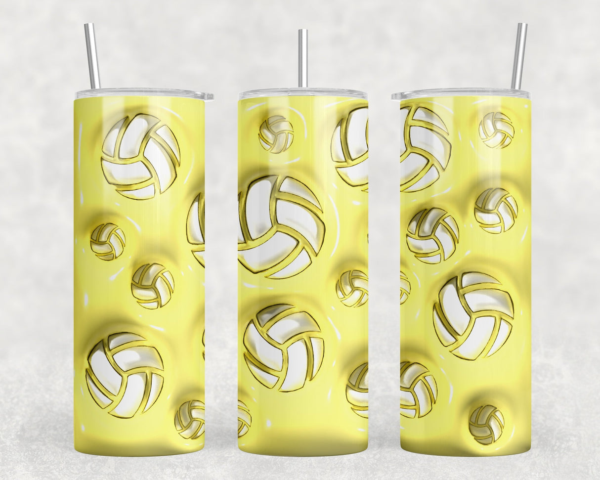 Yellow Volleyball|Skinny Tumbler|Optional Bluetooth Speaker| Speaker Color Varies by Rowdy Ridge Co