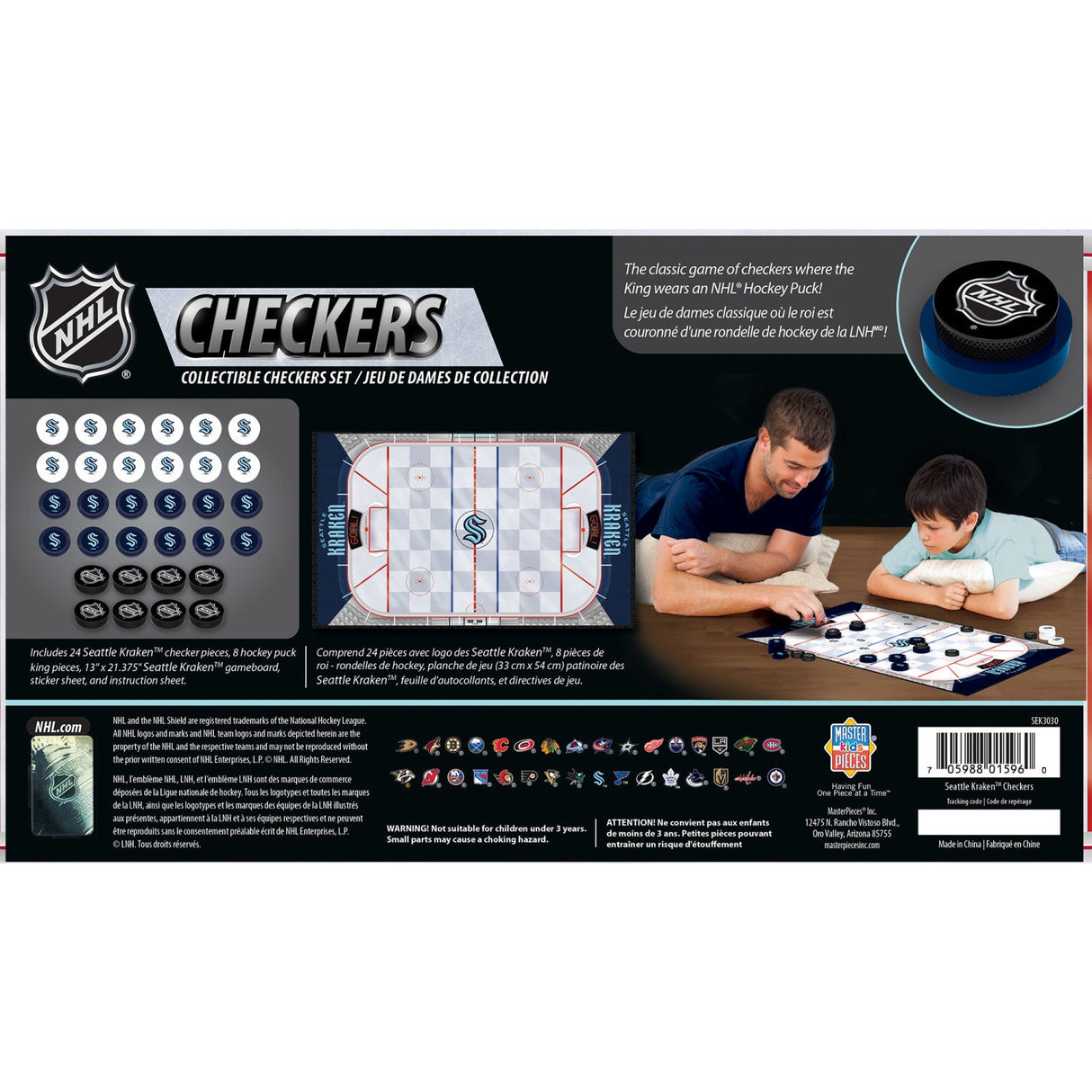 Seattle Kraken Checkers Board Game by MasterPieces Puzzle Company INC