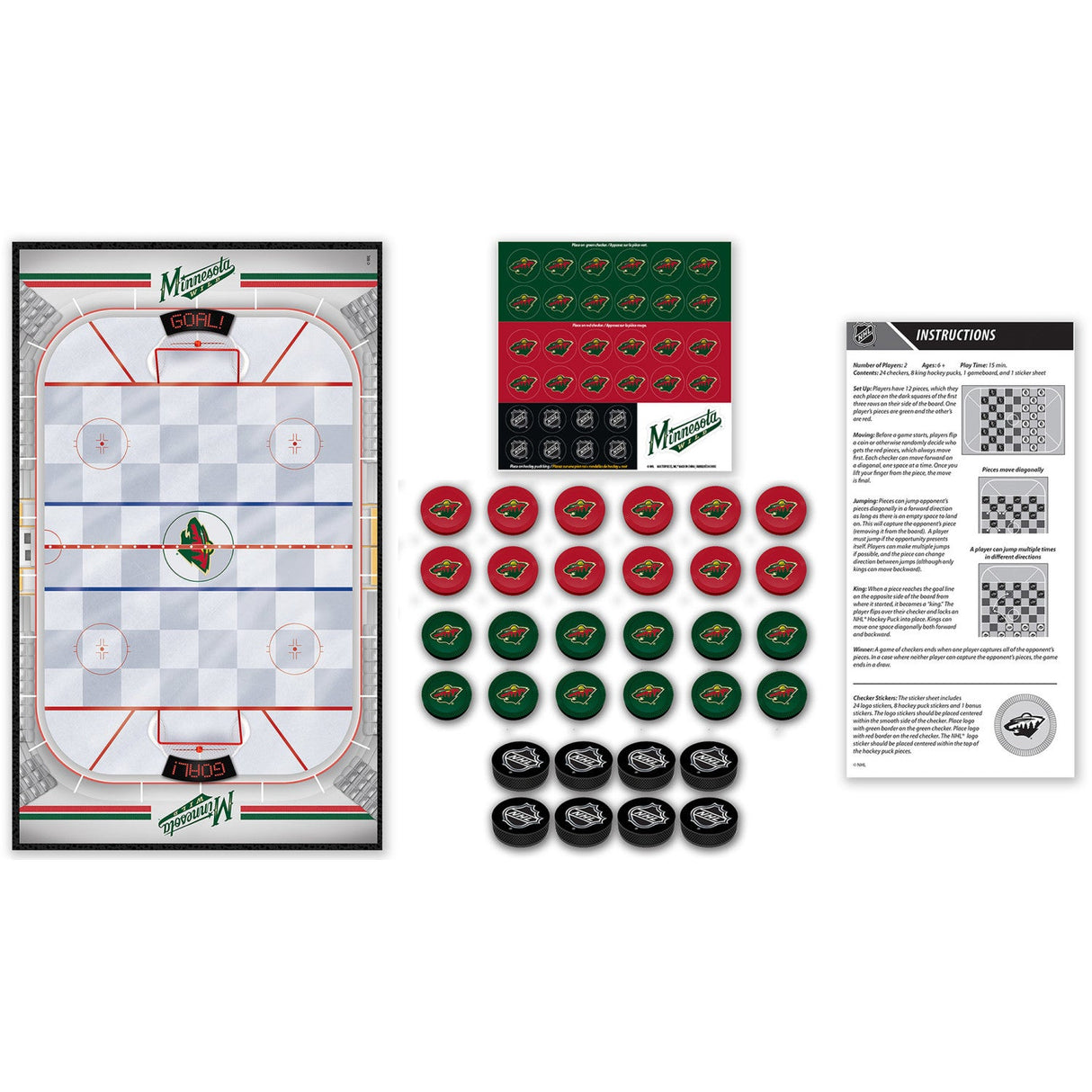 Minnesota Wild Checkers Board Game by MasterPieces Puzzle Company INC