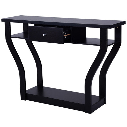 Curved Frame Modern Console Table with Storage Drawer for Entryway