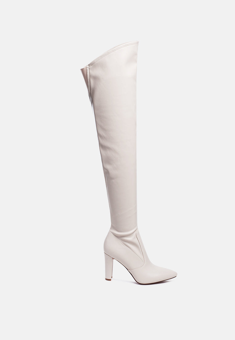 zade thigh high long boots in stretch patent pu by London Rag