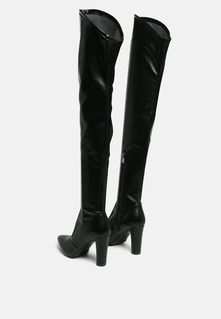 zade thigh high long boots in stretch patent pu by London Rag