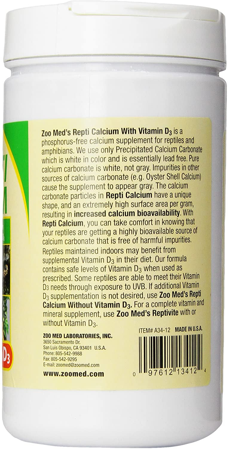 Zoo Med Repti Calcium with D3 - High Bioavailability Reptile Supplement by Dog Hugs Cat