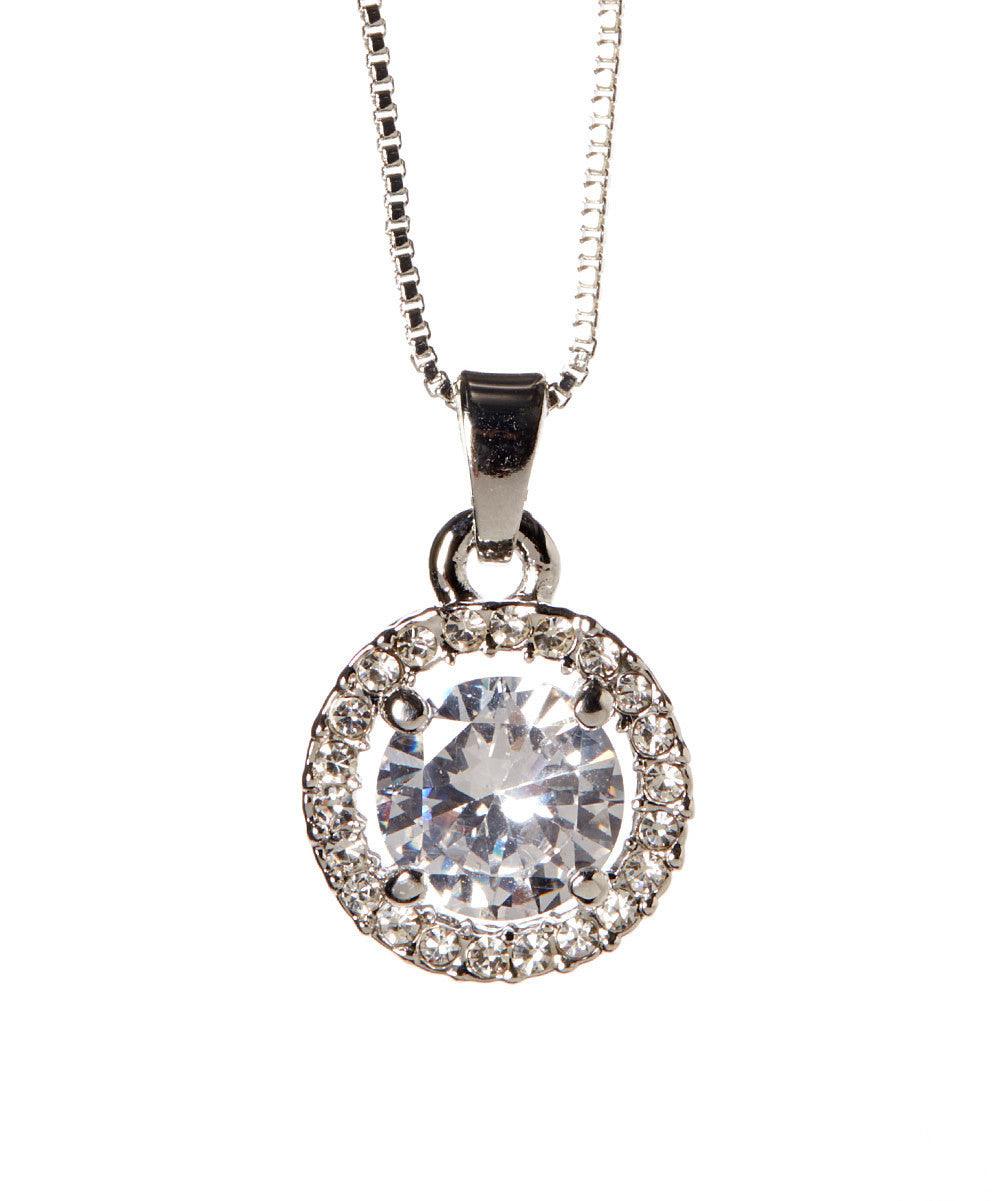 Round Halo Crystal Pendant Necklace by Hollywood Sensation®