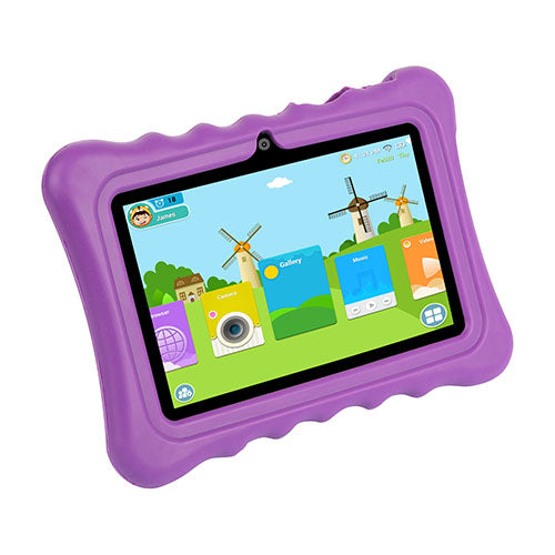 Shock-resistant Silicone Snap-on Case with Stand for 7” Tablets - Purple