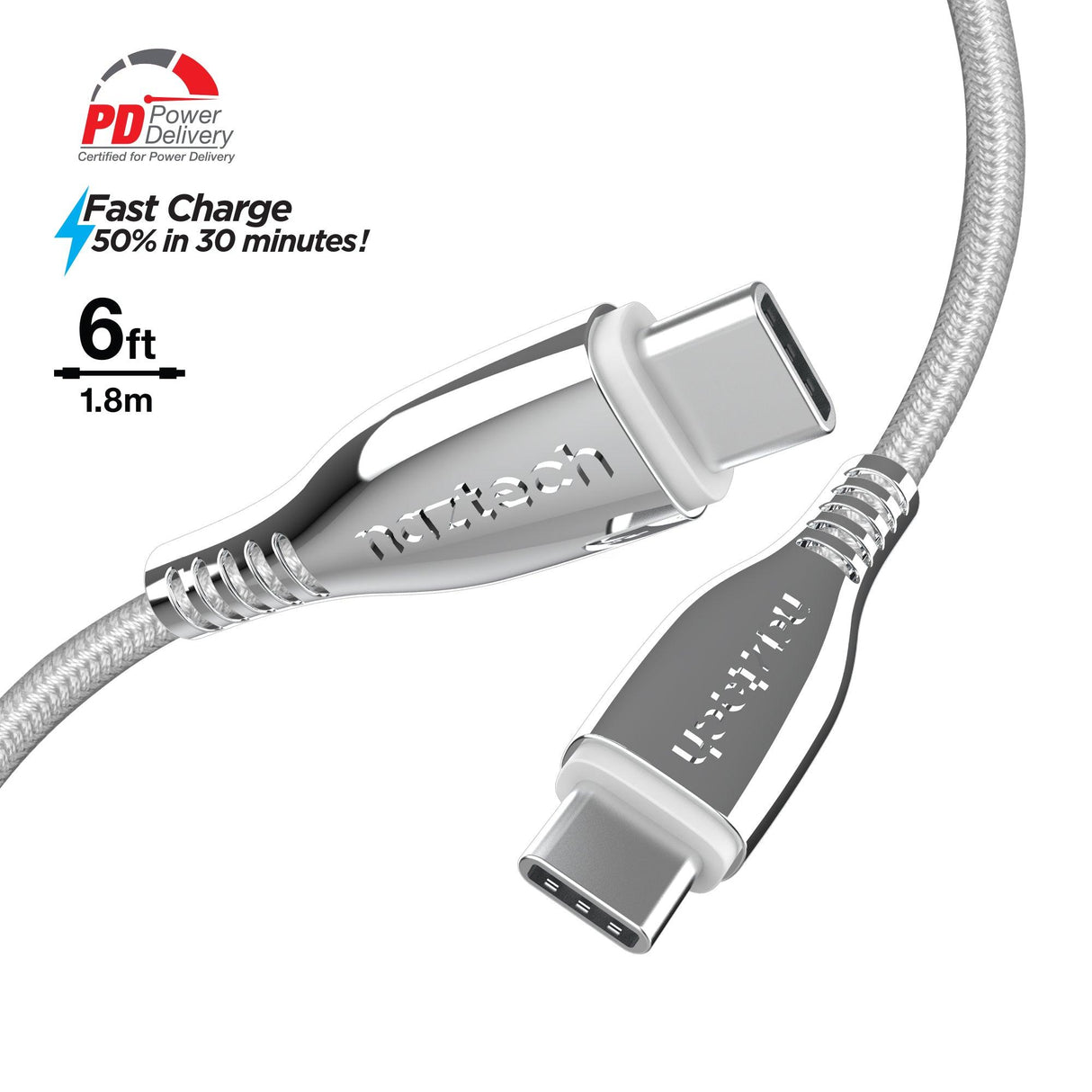 Titanium USB-C to USB-C Braided Cable 6ft - Vysn