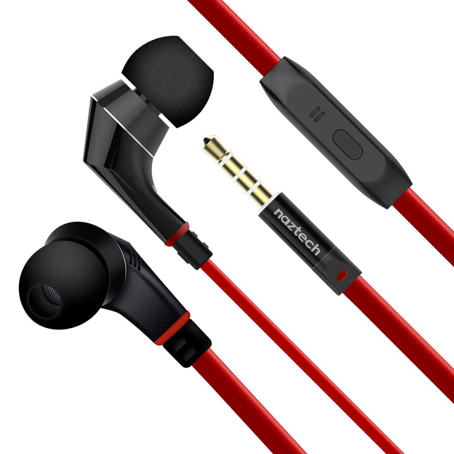 NX80 Stereo Earphones with Mic 3.5mm Red/Black - Vysn