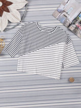 Striped Round Neck Dropped Shoulder T-Shirt