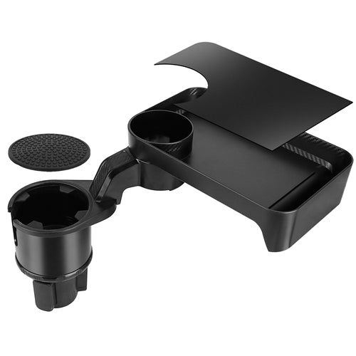 Car Cup Holder Tray 360° Rotating Car Bottle Holder Expander Adapter Multifunctional Water Cup Mount Stand with Detachable Tray - Black