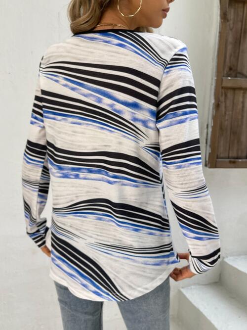 Printed Half Zip Long Sleeve T-Shirt