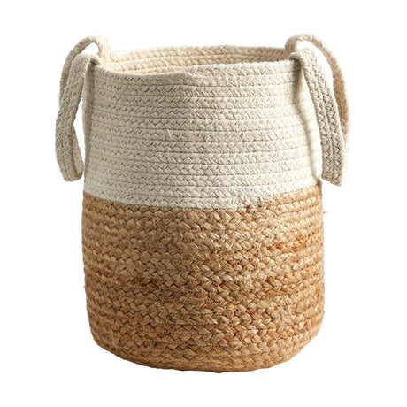 12.5” Handmade Natural Jute and Cotton Planter by Nearly Natural - Vysn