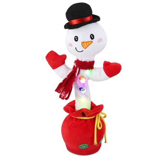 Kid Electric Dance Toy Christmas Elk Snowman Senior Penguin Plush Toy Interactive Sing Song Whirling Mimicking Recording Light up Toy - Snowman