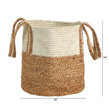 14” Boho Chic Basket Natural Cotton and Jute with Handles by Nearly Natural - Vysn