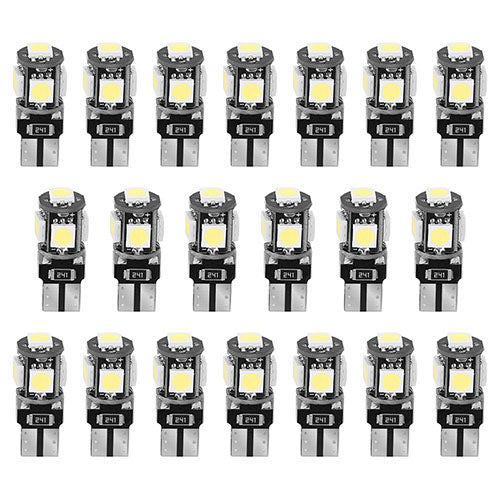 20Pcs T10 SMD5050 LED Light Bulbs 6000K Wedge Light Lamps Dome Map License Plate Car Interior Festoon Lights Kits