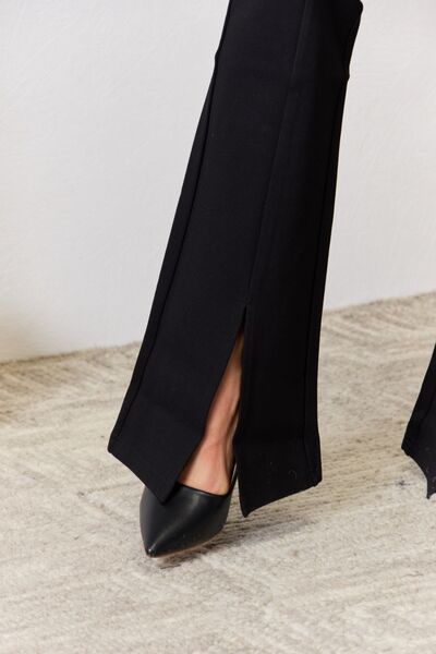 Kancan V-Waistband Slit Flare Pants