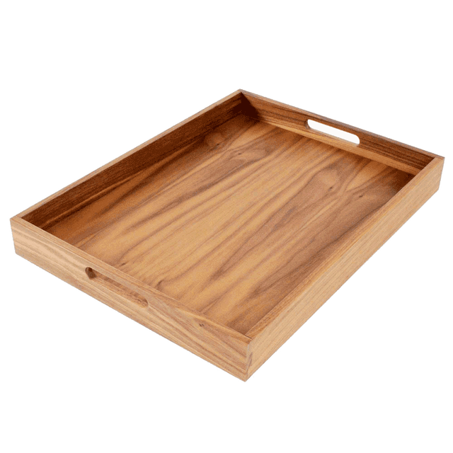 20 x 15 Inch Rectangular Walnut Wood Serving and Coffee Table Tray with Handles by Virginia Boys Kitchens - Vysn