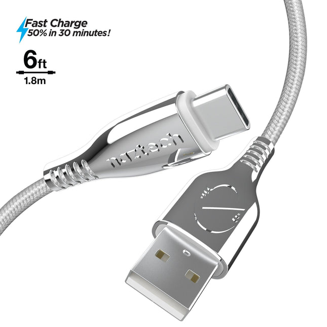 Titanium USB to USB-C Braided Cable 6ft - Vysn