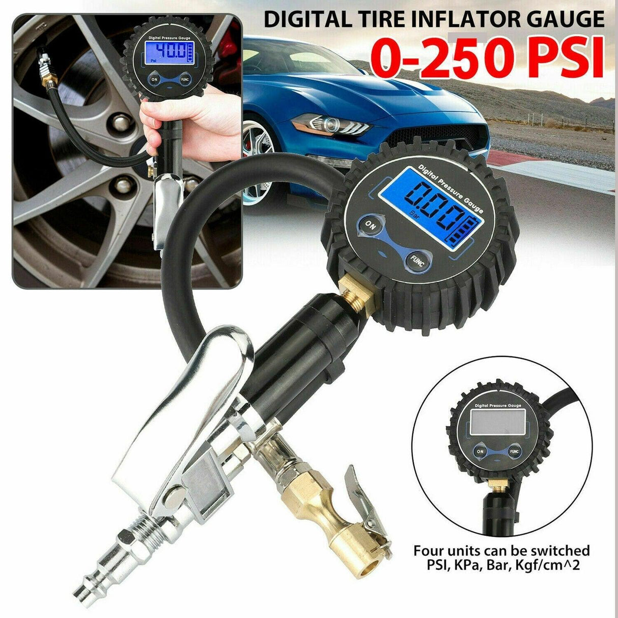 250 PSI Digital Tire Inflator with Pressure Gauge Air Chuck For Truck Car Bike by Plugsus Home Furniture - Vysn