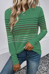 Striped Round Neck Long Sleeve T-Shirt