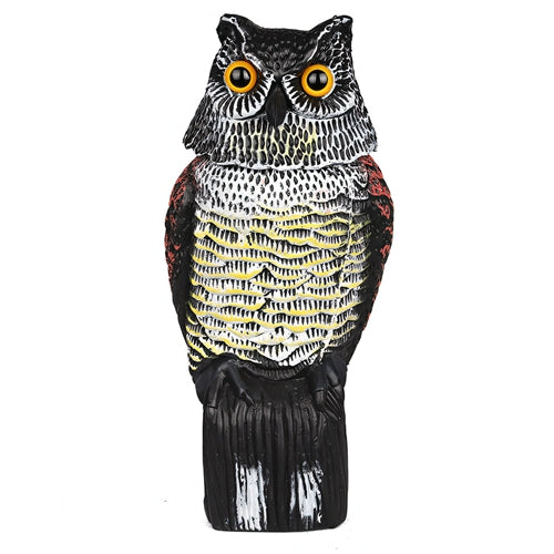 Lifelike Owl Decoy with 360 Degree Rotatable Head Scare Bird Squirrel Away Pest Repellent Bird Deterrent Outdoor Garden Yard Protector