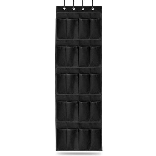 Over the Door Shoes Rack 20-Pocket Organizer 5-Layer Hanging Storage Shelf for Kids Shoes Closet Cabinet Slippers Small Toys - Black