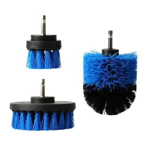 3Pcs/Set Drill Brush Power Scrubber Cleaning Brush for Car Carpet Wall Tile Tub Cleaner Combo - Blue