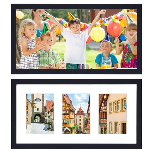 2Pcs Picture Frame 3 Opening Collage Frame 3 5x7IN Photo Black Picture Frame Desktop Wall Mounted Display Frame For Home Decoration - Black