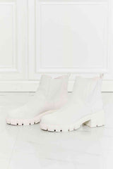 MMShoes Work For It Matte Lug Sole Chelsea Boots in White