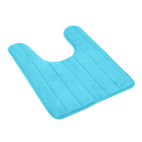 U Shaped Bathroom Rugs Contour Non-slip Toilet Mat Absorbent Cozy Velvet Floor Mat 23.62 x 19.69in - Light Blue