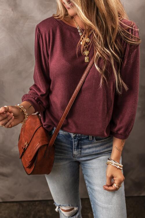 Round Neck Puff Sleeve T-Shirt