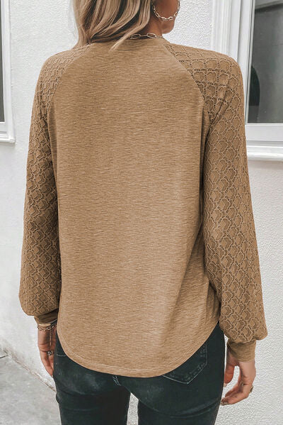 Heathered Round Neck Long Sleeve T-Shirt