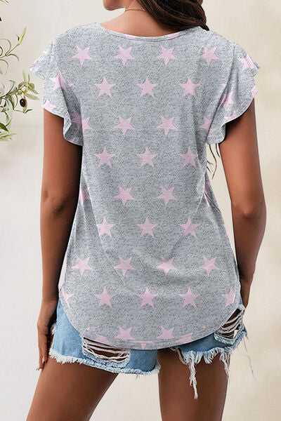 Printed Round Neck Short Sleeve T-Shirt