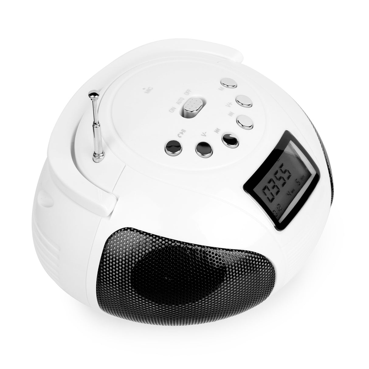 Wireless Speaker with Alarm Clock and Micro SD player Function - White