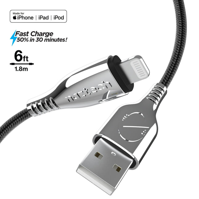 Titanium USB to MFi Lightning Braided Cable 6ft - Vysn