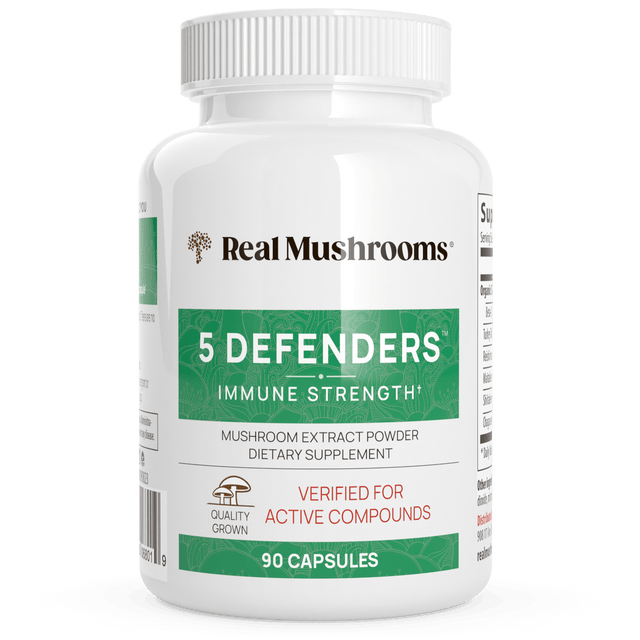 5 Defenders Organic Mushroom Blend Capsules by Real Mushrooms - Vysn