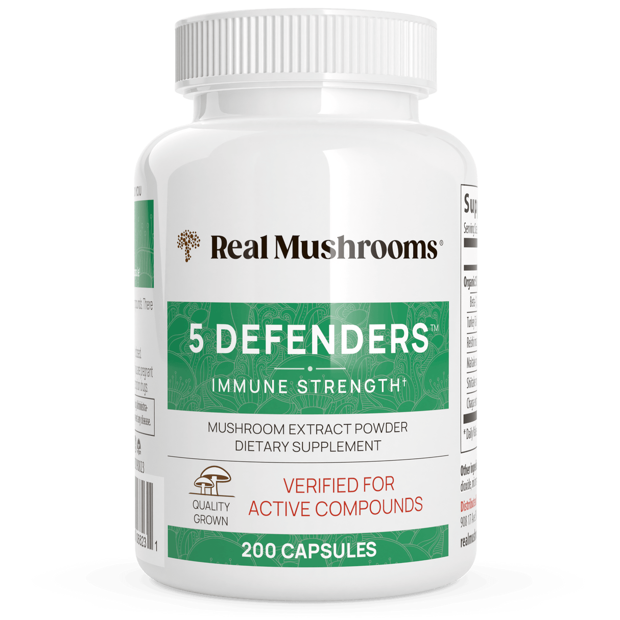 5 Defenders Organic Mushroom Blend Capsules by Real Mushrooms - Vysn