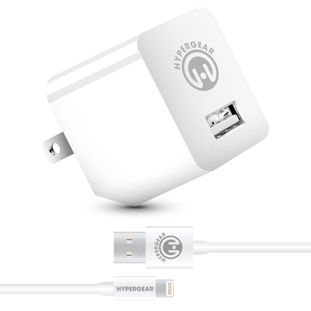 2.4A Wall Charger w MFi Lightning 4ft Cable White - Vysn