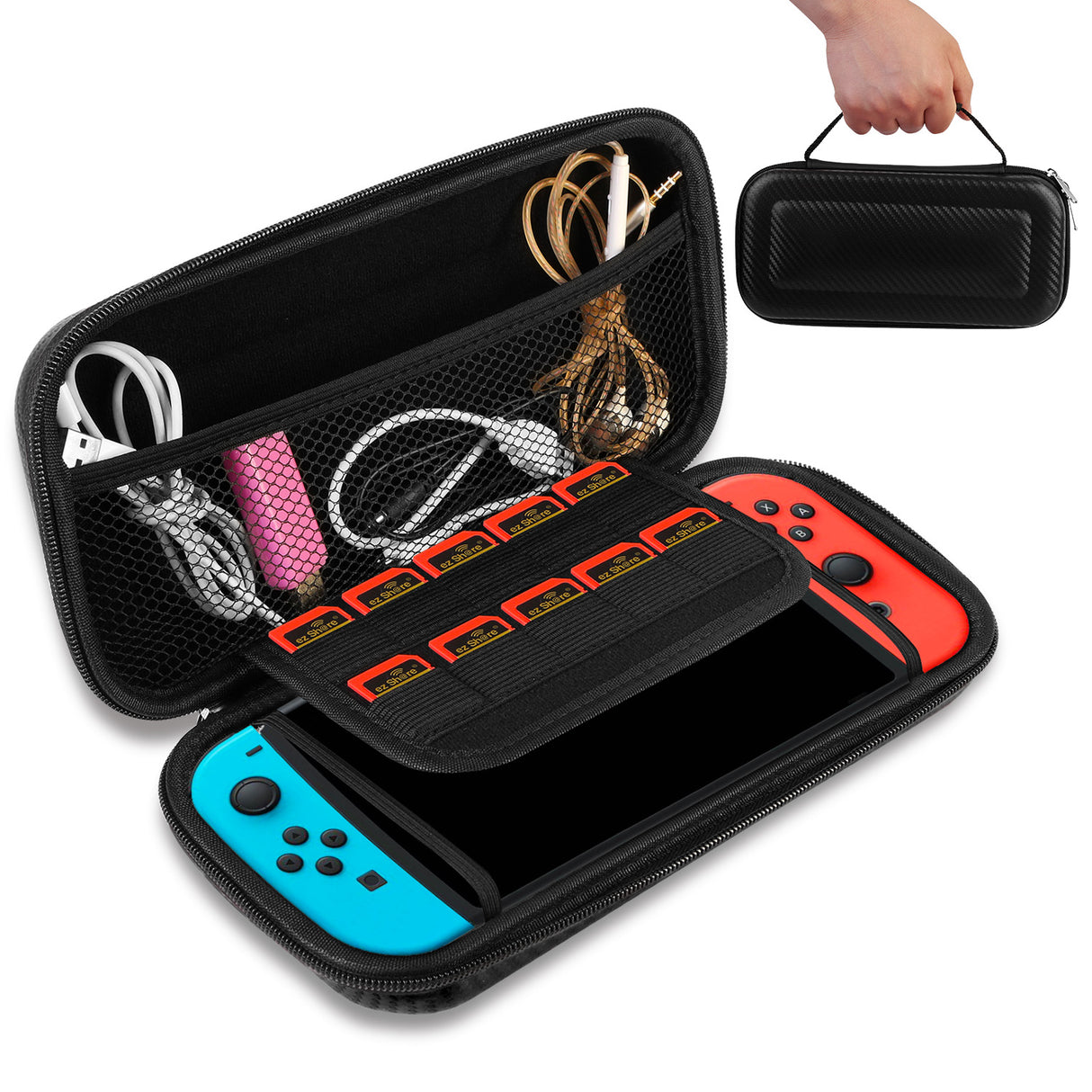 Portable Carry Case for Nintendo Switch Console Protective Hard EVA Case Shell Pouch - Black