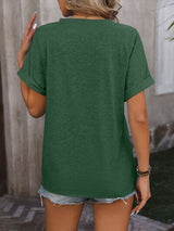 Notched Buttoned Short Sleeve T-Shirt