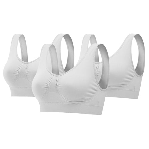 3 Pack Sport Bras For Women Seamless Wire-free Bra Light Support Tank Tops For Fitness Workout Sports Yoga Sleep Wearing - White - 2XL