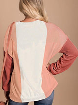 Color Block Ribbed Long Sleeve T-Shirt