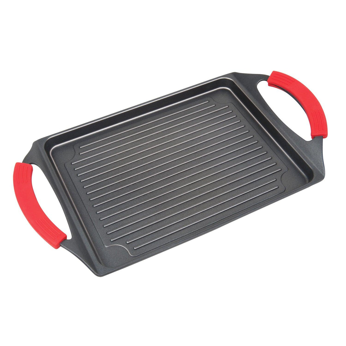 Nonstick Grill Plate with Silicone Handles, 10"x13" (25x33cm) - Black - Vysn