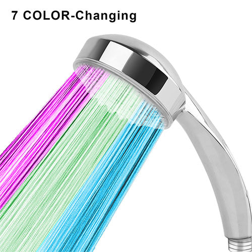 LED Shower Head Handheld Color-Changing Automatically Hydropower without Batteries