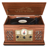 State 7-in-1 Wood Music Center with 3-Speed Turntable & Dual Bluetooth - Vysn