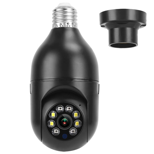 E27 WiFi Bulb Camera 1080P FHD WiFi IP Pan Tilt Security Surveillance Camera with Two-Way Audio Night Vision Motion Detection Function APP Control - Black