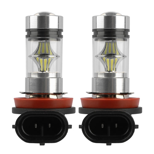 2PCS 1000lm 100W H8/H9/H11 LED Fog DRL Light Bulb IP65 Water-Resistant 360° Beam Angle 6000K White - Black