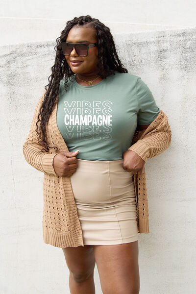 Simply Love Full Size CHAMPAGNE VIBES Short Sleeve T-Shirt