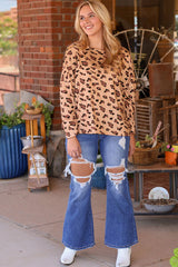 Leopard Round Neck Long Sleeve T-Shirt