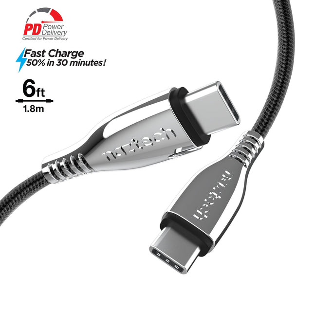 Titanium USB-C to USB-C Braided Cable 6ft - Vysn