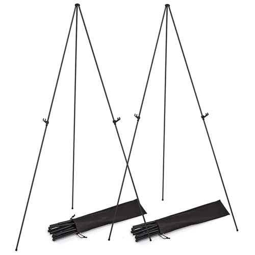 2 Pack Easel Stand for Display 61in Collapsible A Frame Tripod Easel Iron Alloy Drawing Stand with 2 Carry Bags for Wedding Poster Art Drawing Meeting - Black